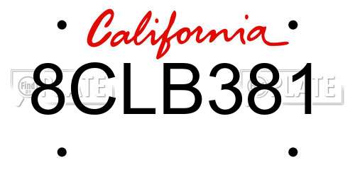 8CLB381 California License Plate
