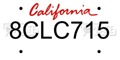 8CLC715 California License Plate
