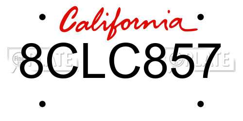 8CLC857 California License Plate