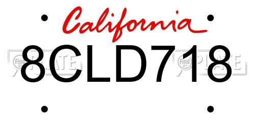 8CLD718 California License Plate