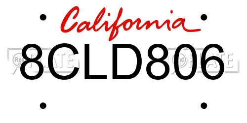 8CLD806 California License Plate