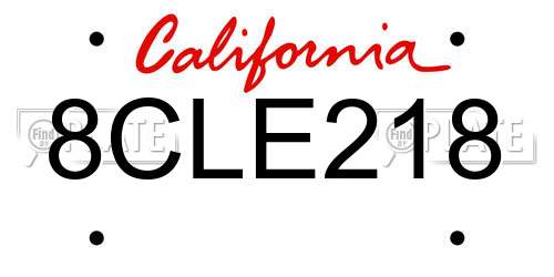 8CLE218 California License Plate