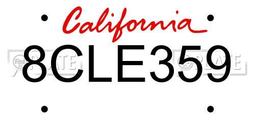 8CLE359 California License Plate