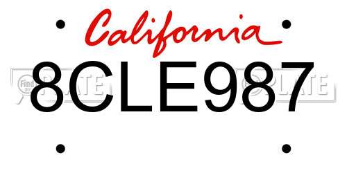 8CLE987 California License Plate