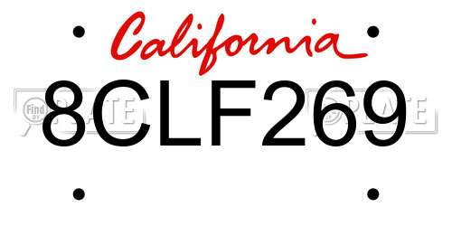 8CLF269 California License Plate