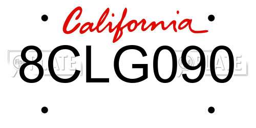 8CLG090 California License Plate