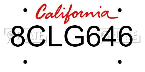 8CLG646 California License Plate
