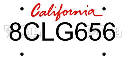 8CLG656 California License Plate