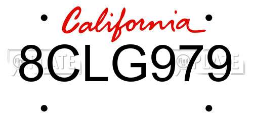 8CLG979 California License Plate