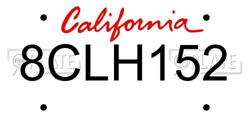 8CLH152 California License Plate
