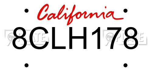 8CLH178 California License Plate