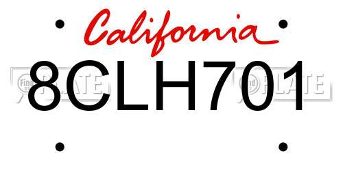 8CLH701 California License Plate