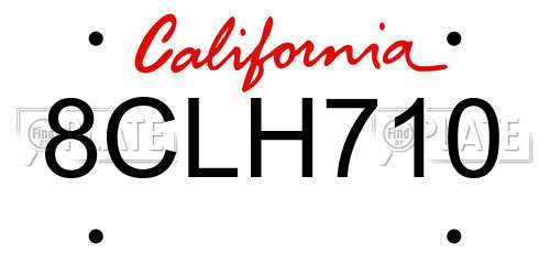8CLH710 California License Plate