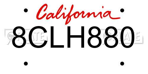 8CLH880 California License Plate