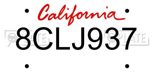 8CLJ937 California License Plate