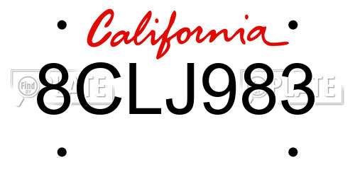 8CLJ983 California License Plate