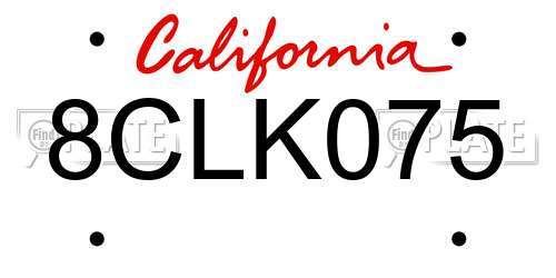 8CLK075 California License Plate