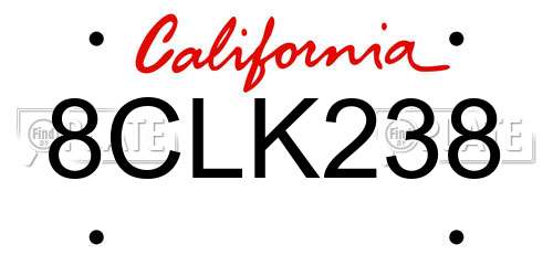8CLK238 California License Plate