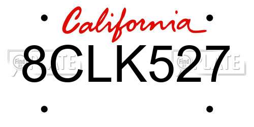 8CLK527 California License Plate