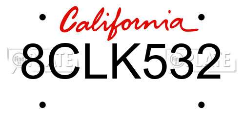 8CLK532 California License Plate