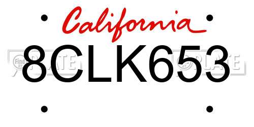 8CLK653 California License Plate