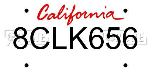 8CLK656 California License Plate