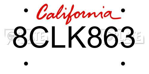 8CLK863 California License Plate