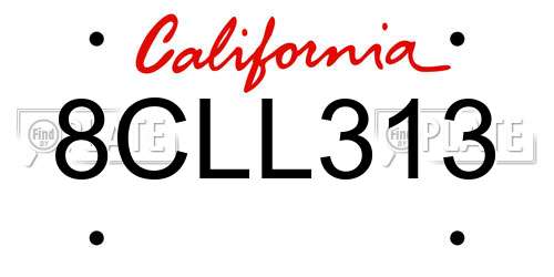 8CLL313 California License Plate