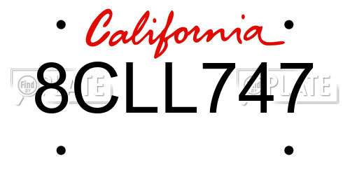 8CLL747 California License Plate