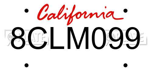 8CLM099 California License Plate