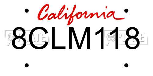 8CLM118 California License Plate