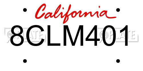 8CLM401 California License Plate