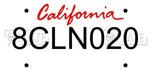 8CLN020 California License Plate