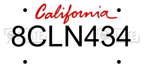 8CLN434 California License Plate