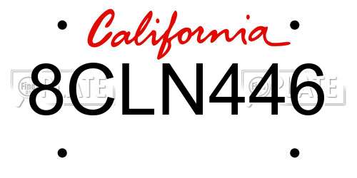 8CLN446 California License Plate