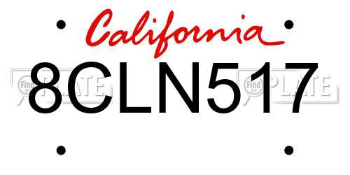 8CLN517 California License Plate