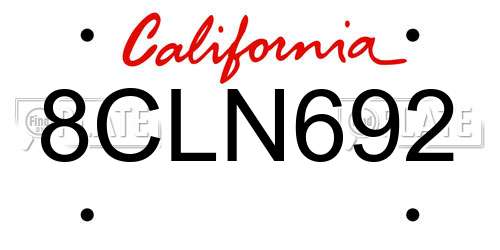 8CLN692 California License Plate