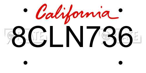 8CLN736 California License Plate