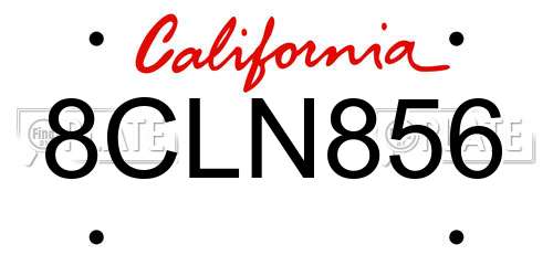 8CLN856 California License Plate