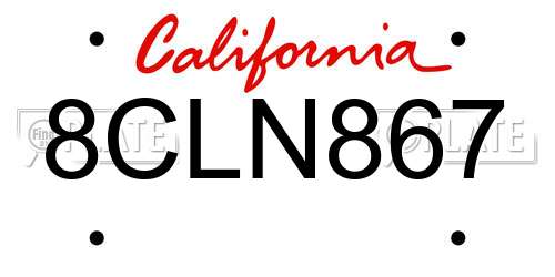 8CLN867 California License Plate