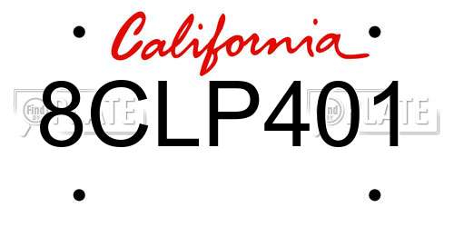 8CLP401 California License Plate