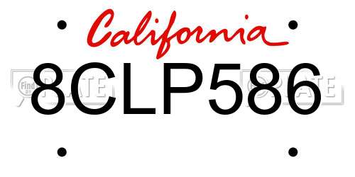 8CLP586 California License Plate