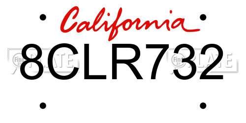 8CLR732 California License Plate