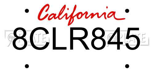 8CLR845 California License Plate
