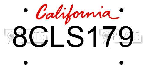 8CLS179 California License Plate