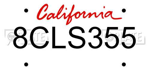 8CLS355 California License Plate