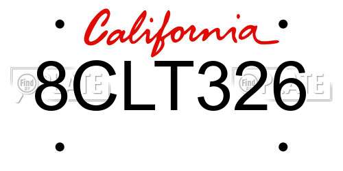 8CLT326 California License Plate