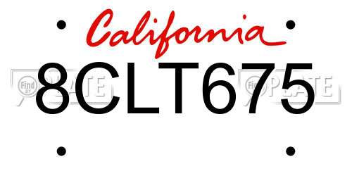 8CLT675 California License Plate