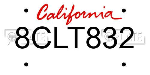 8CLT832 California License Plate