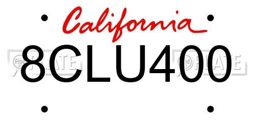 8CLU400 California License Plate